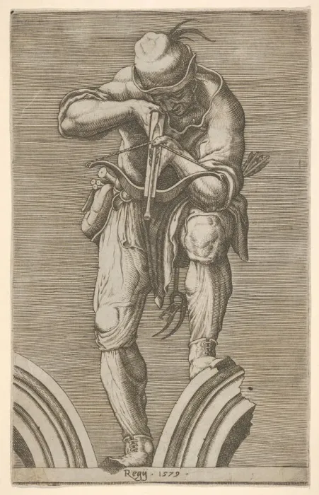 Framed Print : A Man Shooting a Crossbow, 1579. Creator: Cherubino Alberti Framed Print : A Man Shooting a Crossbow, 1579. Creator: Cherubino Alberti