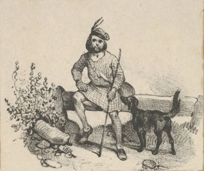 Framed Print : Man sitting with a dog, mid-19th century. Creator: Victor Adam Framed Print : Man sitting with a dog, mid-19th century. Creator: Victor Adam