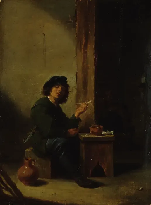Framed Print : Man Smoking his Pipe, 1630-1690. Creator: David Teniers II Framed Print : Man Smoking his Pipe, 1630-1690. Creator: David Teniers II