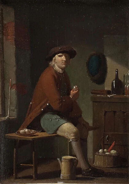 A Man Smoking His Pipe, 1741-1782. Creator: Peter Cramer