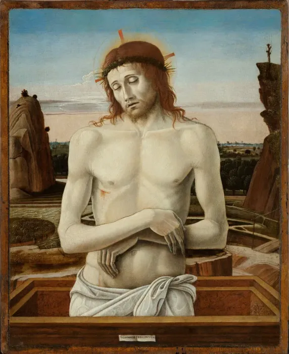 Framed Print : The Man of Sorrows, 1460-1469. Artist: Bellini, Giovanni (1430-1516) Framed Print : The Man of Sorrows, 1460-1469. Artist: Bellini, Giovanni (1430-1516)