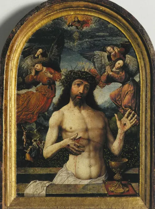 Framed Print : The Man of Sorrows. Artist: Cornelisz van Oostsanen, Jacob (ca. 1470-1533) Framed Print : The Man of Sorrows. Artist: Cornelisz van Oostsanen, Jacob (ca. 1470-1533)