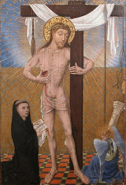 Man of Sorrows with Kneeling Donor, fourth quarter 15th century with modern additons