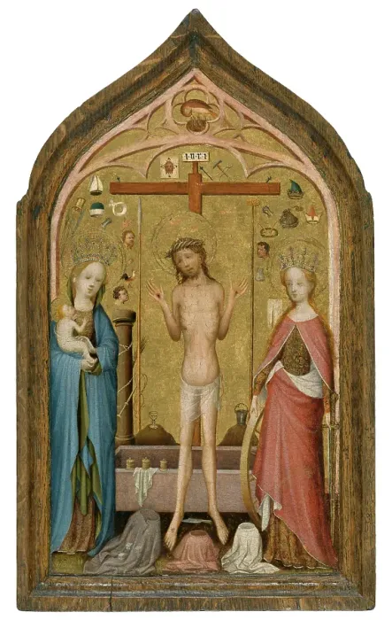 Framed Print : Man of Sorrows with Madonna and Saint Catherine of Alexandria, 1500. Creator: Master of Saint Veronica Framed Print : Man of Sorrows with Madonna and Saint Catherine of Alexandria, 1500. Creator: Master of Saint Veronica