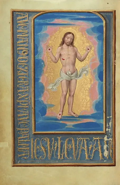 Framed Print : The Man of Sorrows; Prayer Book of Cardinal Albrecht of Brandenburg, about 1525-1530. Creator: Simon Bening Framed Print : The Man of Sorrows; Prayer Book of Cardinal Albrecht of Brandenburg, about 1525-1530. Creator: Simon Bening
