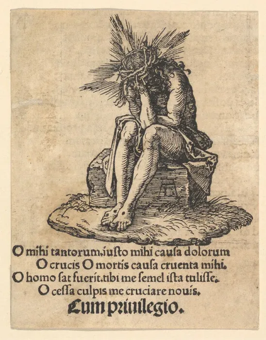Framed Print : The Man of Sorrows Seated, title page of The Small Passion, ca. 1511