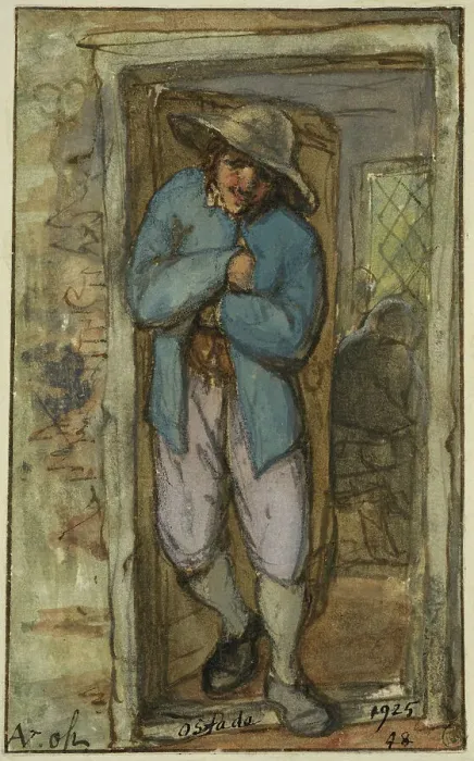Framed Print : Man standing in the doorway of a house. Creator: Adriaen van Ostade Framed Print : Man standing in the doorway of a house. Creator: Adriaen van Ostade