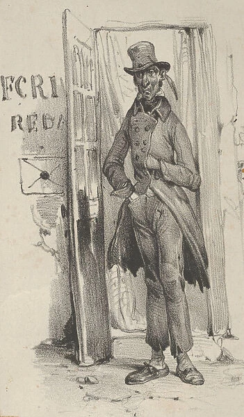 Man standing in a doorway, mid-19th century. Creator: Victor Adam
