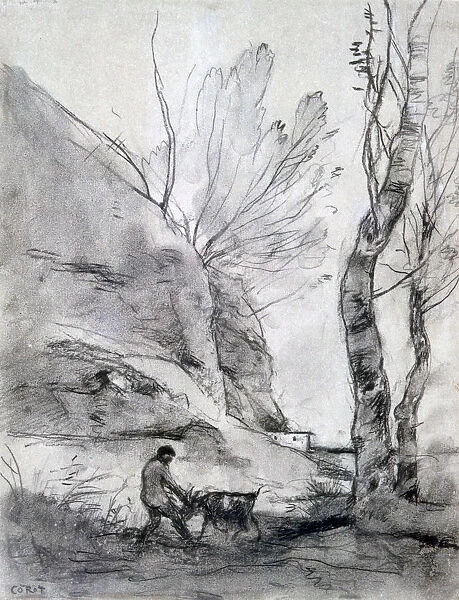 Man Struggling with a Goat, c1816-1875. Artist: Jean-Baptiste-Camille Corot