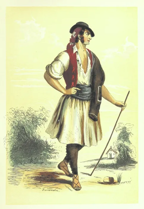 Framed Print : Man in traditional costume, 1848. Creators: Adolphe Francois Pannemaker, Estaquier Framed Print : Man in traditional costume, 1848. Creators: Adolphe Francois Pannemaker, Estaquier