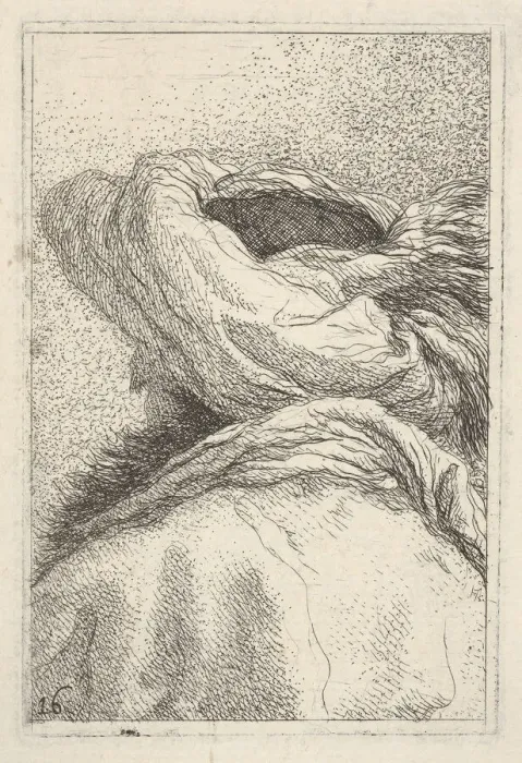 Framed Print : Man in a turban, depicted in bust length format from behind in three-quarters view, fr Framed Print : Man in a turban, depicted in bust length format from behind in three-quarters view, fr