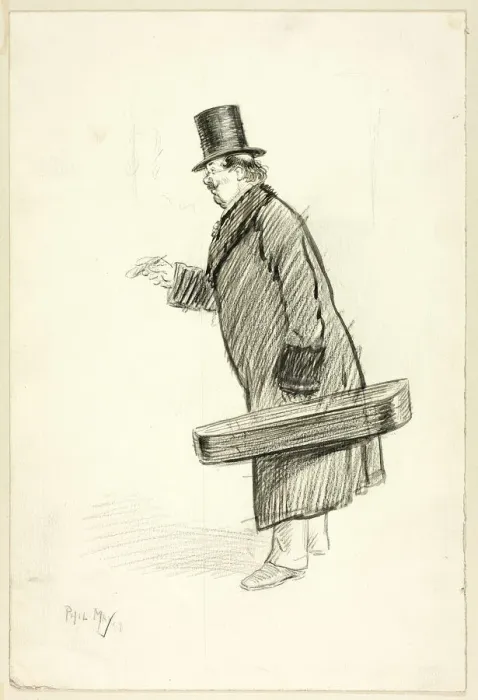 Framed Print : Man with Violin Case, 1897. Creator: Philip William May Framed Print : Man with Violin Case, 1897. Creator: Philip William May