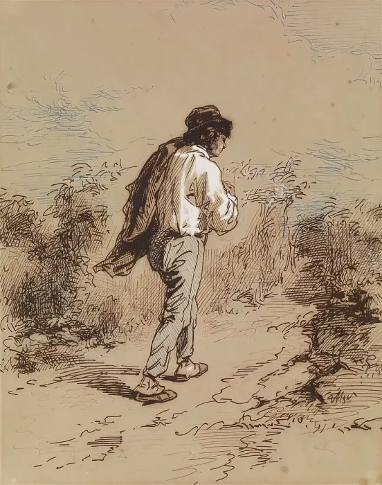 Framed Print : Man Walking, 1852-1866. Creator: Paul Gavarni Framed Print : Man Walking, 1852-1866. Creator: Paul Gavarni