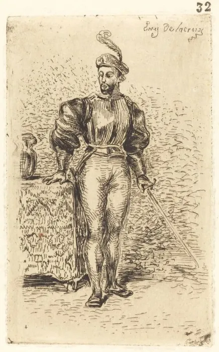 Framed Print : A Man with Weapons (Un Homme d armes), 1833. Creator: Eugene Delacroix Framed Print : A Man with Weapons (Un Homme d armes), 1833. Creator: Eugene Delacroix