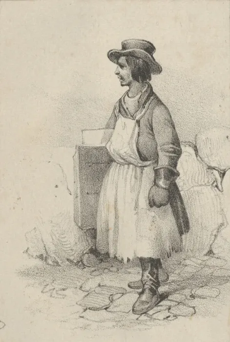 Framed Print : Man wearing an apron and a hat, mid-19th century. Creator: Victor Adam Framed Print : Man wearing an apron and a hat, mid-19th century. Creator: Victor Adam