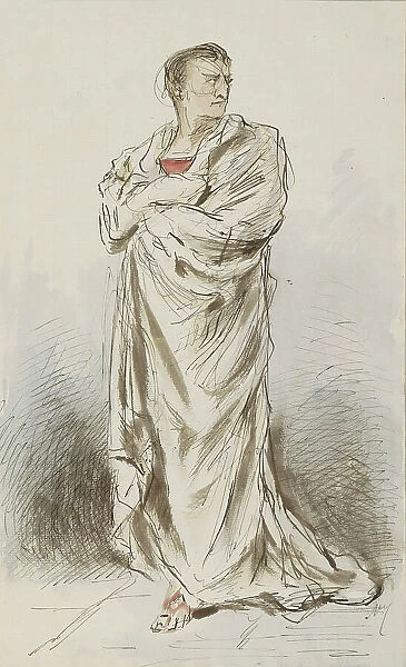 Man wearing a robe, c.1854-c.1887. Creator: Alexander Ver Huell