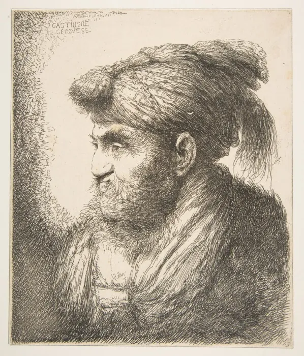 Framed Print : Man weraing a turban facing left, from the series of Large Oriental Heads, ca. 1645-50 Framed Print : Man weraing a turban facing left, from the series of Large Oriental Heads, ca. 1645-50