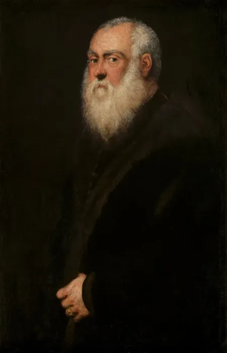 Framed Print : Man with a White Beard, c. 1570. Artist: Tintoretto, Jacopo (1518-1594)
