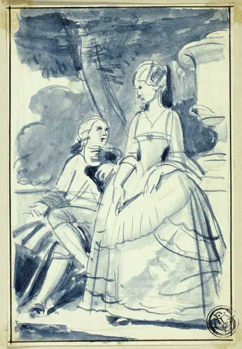Framed Print : Man and Woman in 18th Century Dress, n.d. Creator: William Edward Frost Framed Print : Man and Woman in 18th Century Dress, n.d. Creator: William Edward Frost