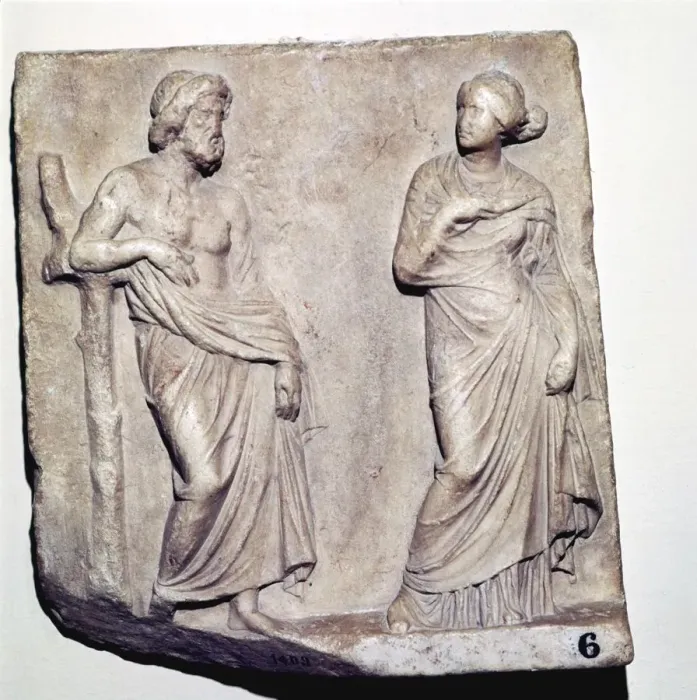 Framed Print : Man and woman, bas-relief, marble, Capitoline Museum Framed Print : Man and woman, bas-relief, marble, Capitoline Museum