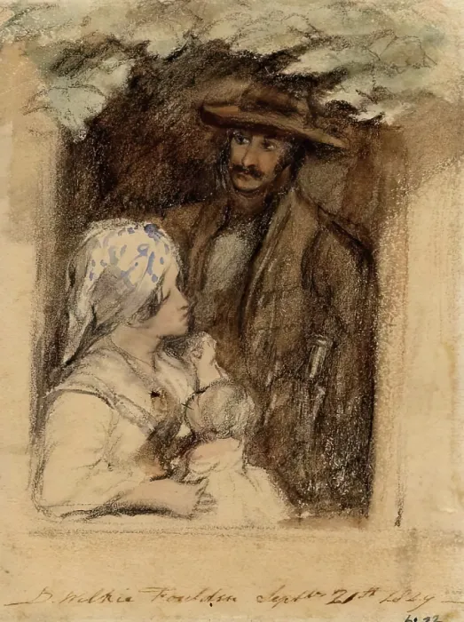 Framed Print : Man with Woman and Child at Window, 1829. Creator: David Wilkie Framed Print : Man with Woman and Child at Window, 1829. Creator: David Wilkie