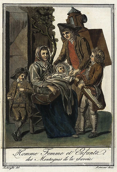 Man, woman and children in the mountains of Savoy, ca 1797