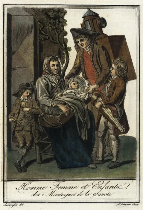 Framed Print : Man, woman and children in the mountains of Savoy, ca 1797 Framed Print : Man, woman and children in the mountains of Savoy, ca 1797