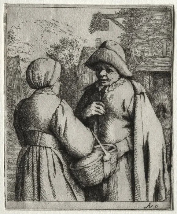 Framed Print : Man and Woman Conversing. Creator: Adriaen van Ostade (Dutch, 1610-1684) Framed Print : Man and Woman Conversing. Creator: Adriaen van Ostade (Dutch, 1610-1684)