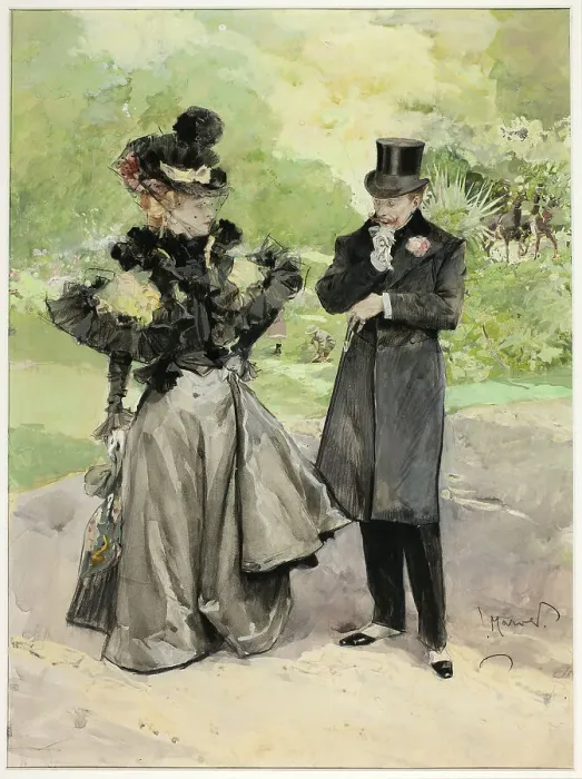 Framed Print : A Man and a Woman in a Park, n.d. Creator: Ludek Marold Framed Print : A Man and a Woman in a Park, n.d. Creator: Ludek Marold
