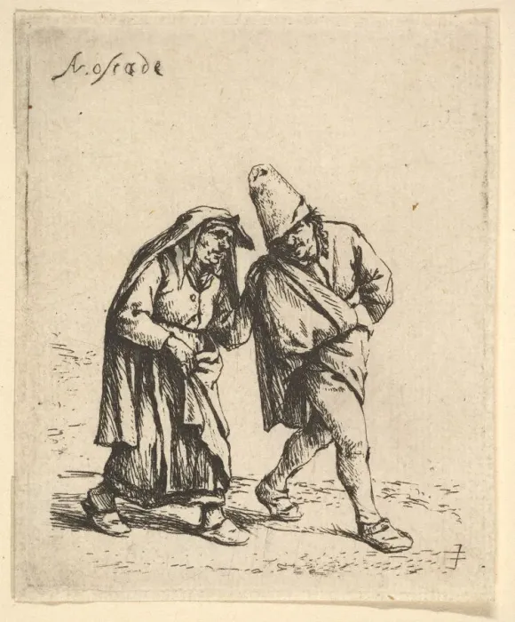 Framed Print : Man and Woman Walking, 1610-85. Creator: Adriaen van Ostade Framed Print : Man and Woman Walking, 1610-85. Creator: Adriaen van Ostade