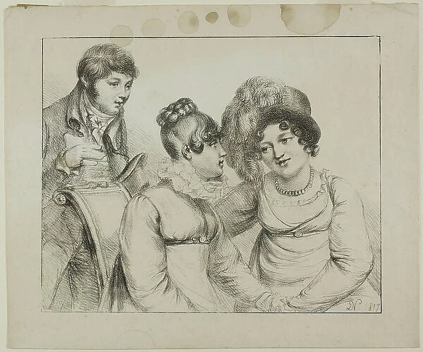 Man and Two Women Conversing, 1817. Creator: Vivant Denon