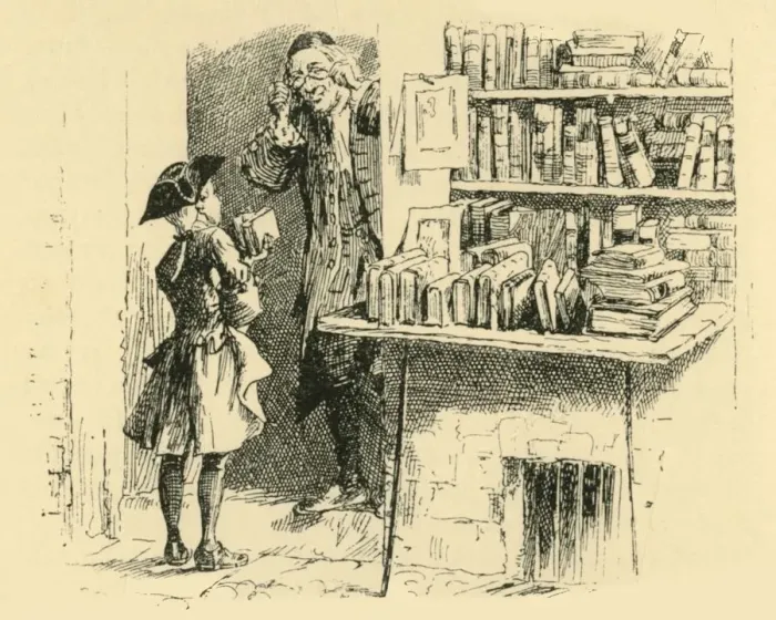 Framed Print : He managed to save sufficient to purchase two volumes, (1907). Creator: Unknown Framed Print : He managed to save sufficient to purchase two volumes, (1907). Creator: Unknown