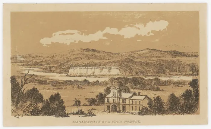 Framed Print : Manawatu Block from Westoe, c.1878. Creator: Edith Stanway Halcombe Framed Print : Manawatu Block from Westoe, c.1878. Creator: Edith Stanway Halcombe