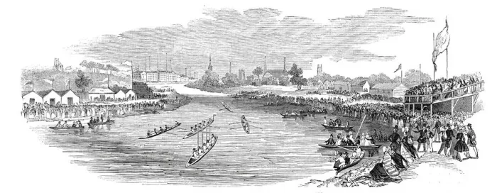 Framed Print : Manchester Regatta - from a sketch by Mr. Hayes, 1844. Creator: Unknown Framed Print : Manchester Regatta - from a sketch by Mr. Hayes, 1844. Creator: Unknown