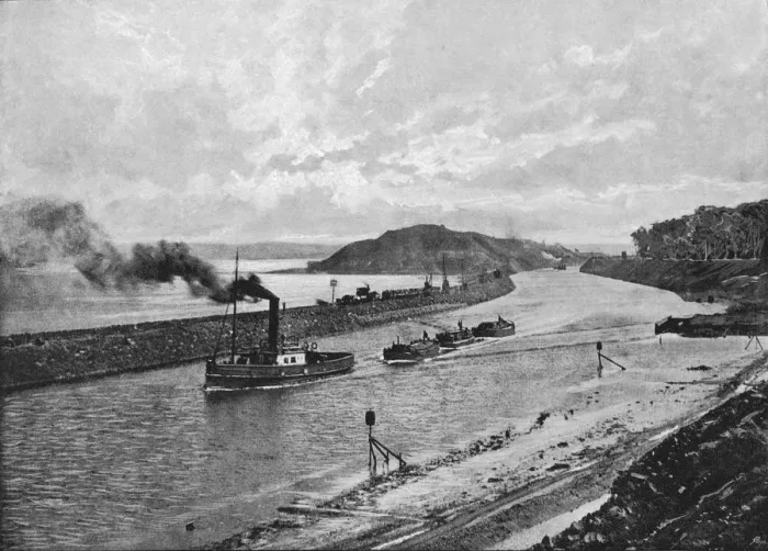 Framed Print : Manchester Ship Canal, Above Eastham, c1896. Artist: H Garside Framed Print : Manchester Ship Canal, Above Eastham, c1896. Artist: H Garside