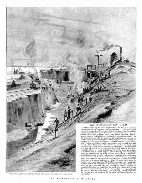 Framed Print : The Manchester Ship Canal, lock gates at Eastham, 1891, 1891. Creator: Charles William Wyllie Framed Print : The Manchester Ship Canal, lock gates at Eastham, 1891, 1891. Creator: Charles William Wyllie