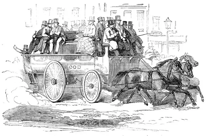 Framed Print : The Manchester Three-Horse Omnibus, 1856. Creator: Unknown Framed Print : The Manchester Three-Horse Omnibus, 1856. Creator: Unknown