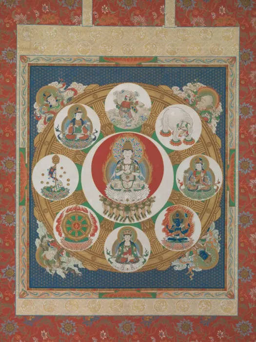 Framed Print : Mandala of the One-Syllable Golden Wheel, 18th century. Creator: Unknown Framed Print : Mandala of the One-Syllable Golden Wheel, 18th century. Creator: Unknown