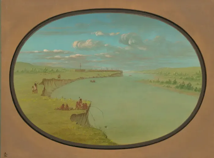 Framed Print : Mandan Village - A Distant View, 1861 / 1869. Creator: George Catlin Framed Print : Mandan Village - A Distant View, 1861 / 1869. Creator: George Catlin