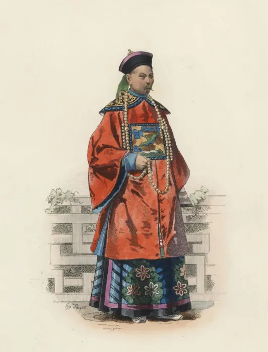 Framed Print : Mandarin Chinese man, in the modern age, color engraving 1870 Framed Print : Mandarin Chinese man, in the modern age, color engraving 1870