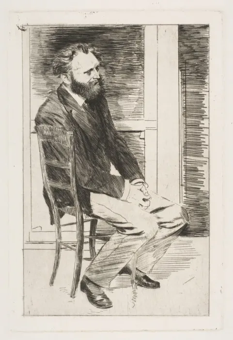 Framed Print : Manet Seated, Turned to the Right, 1864-65. Creator: Edgar Degas Framed Print : Manet Seated, Turned to the Right, 1864-65. Creator: Edgar Degas