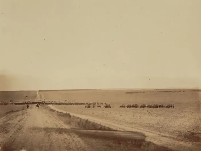 Framed Print : Maneuvers, Camp de Chalons, 1857. Creator: Gustave Le Gray Framed Print : Maneuvers, Camp de Chalons, 1857. Creator: Gustave Le Gray