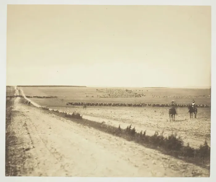 Framed Print : Maneuvers, Camp de Chalons, 1857. Creator: Gustave Le Gray Framed Print : Maneuvers, Camp de Chalons, 1857. Creator: Gustave Le Gray