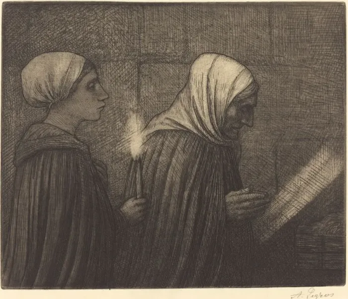 Framed Print : The Manger (La creche). Creator: Alphonse Legros