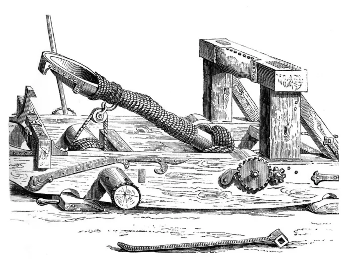 Framed Print : Mangonel, an engine of war in the 15th century, (1870) Framed Print : Mangonel, an engine of war in the 15th century, (1870)