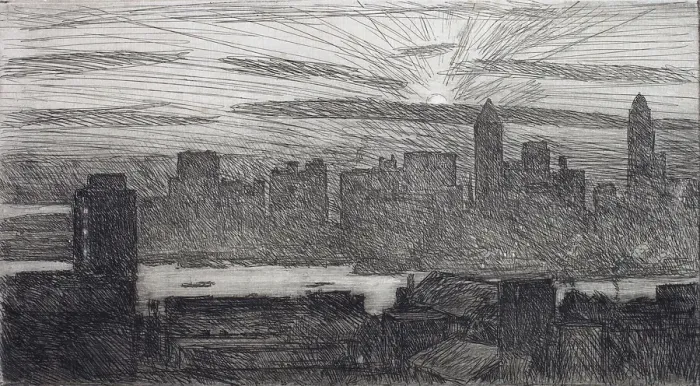 Framed Print : Manhattan, 1916. Creator: Frederick Childe Hassam Framed Print : Manhattan, 1916. Creator: Frederick Childe Hassam