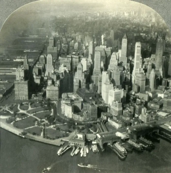 Framed Print : Manhattan and the Hudson River from the Air, New York, c1930s. Creator: Unknown Framed Print : Manhattan and the Hudson River from the Air, New York, c1930s. Creator: Unknown