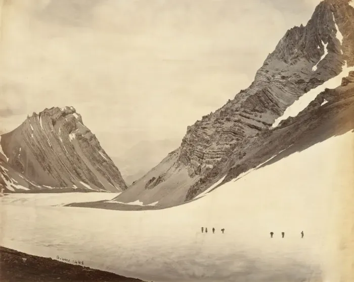 Framed Print : The Manirung Pass, 1860s. Creator: Samuel Bourne Framed Print : The Manirung Pass, 1860s. Creator: Samuel Bourne