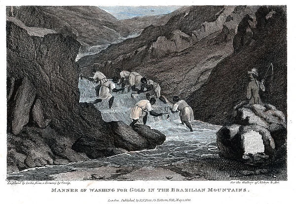 Manner of Washing for Gold in the Brazilian Mountains, 1814. Artist: Lester