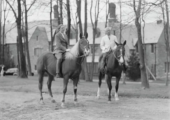 Framed Print : Manners, Mrs. Alice G. with unidentified man, on horseback, between 1911 and 1942. Creator: Arnold Genthe Framed Print : Manners, Mrs. Alice G. with unidentified man, on horseback, between 1911 and 1942. Creator: Arnold Genthe
